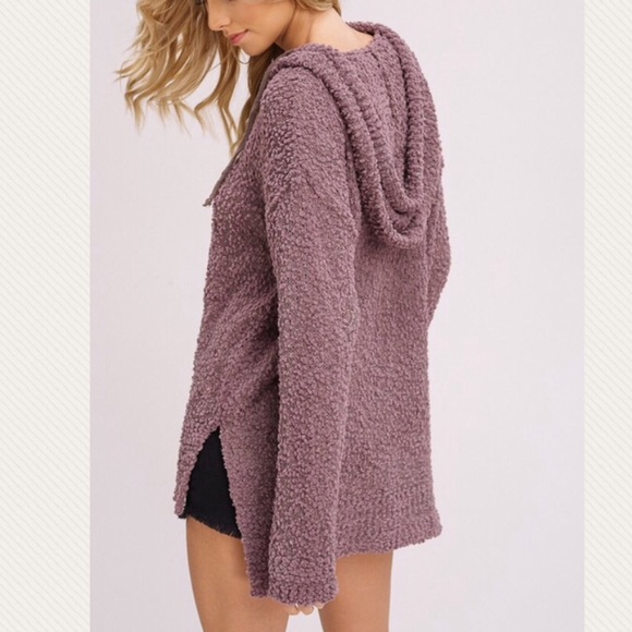 Last Medium Mocha Popcorn Texture Hoodie Sweater - Picture 6 of 8